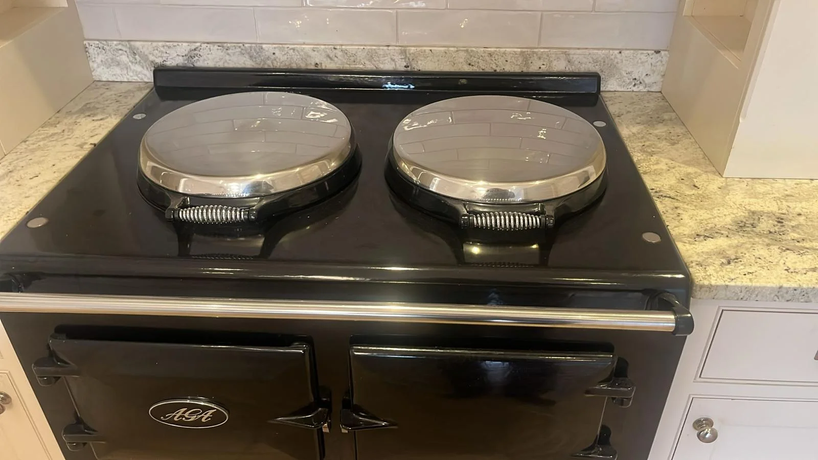 Cast iron range style cooker in a kitchen